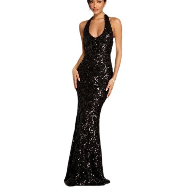 Women's Popular Sexy Hanging Collar Sequins Dress Dresses by Wshirt