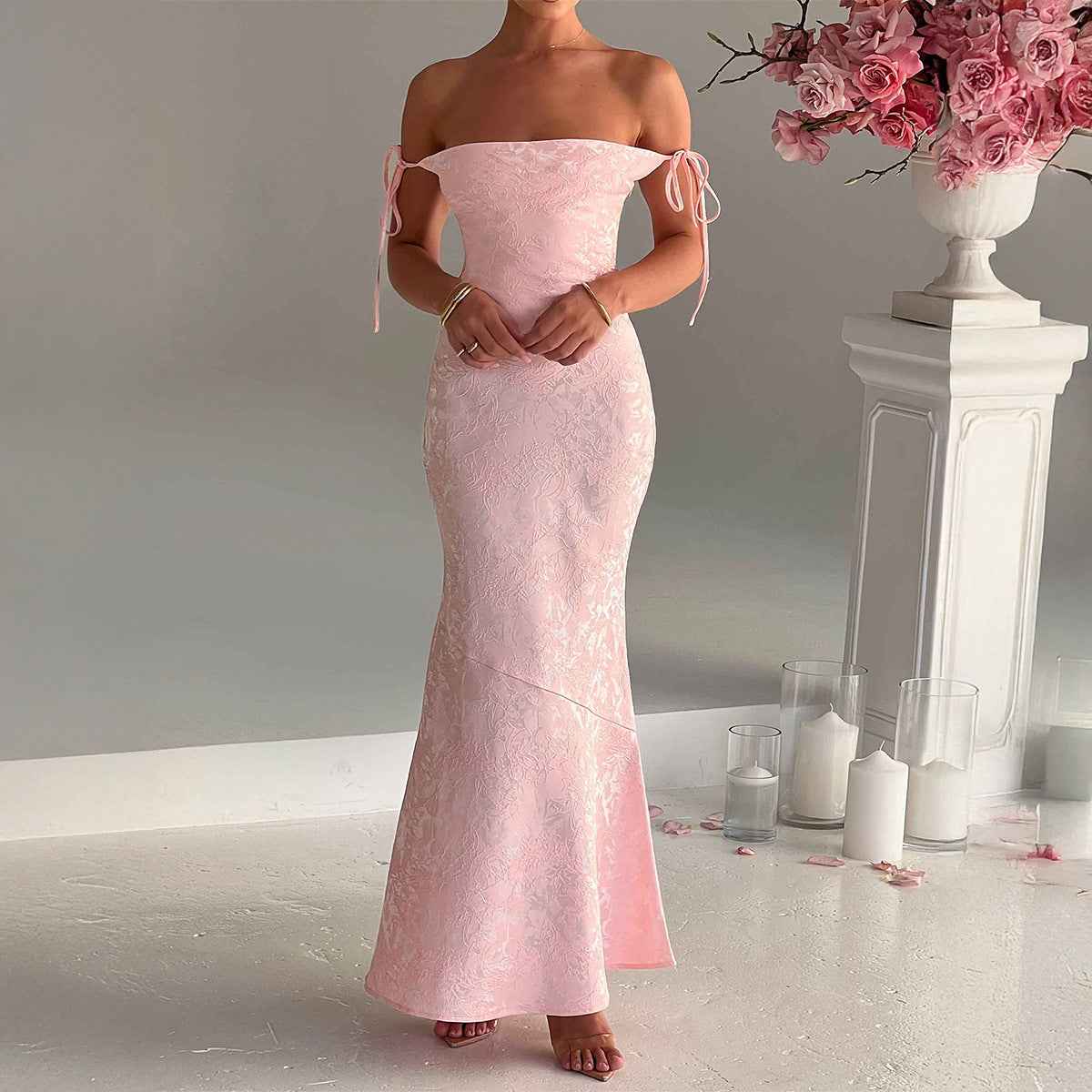 Elegant Evening Dress Hip Spaghetti Straps Dress Women Clothing Summer