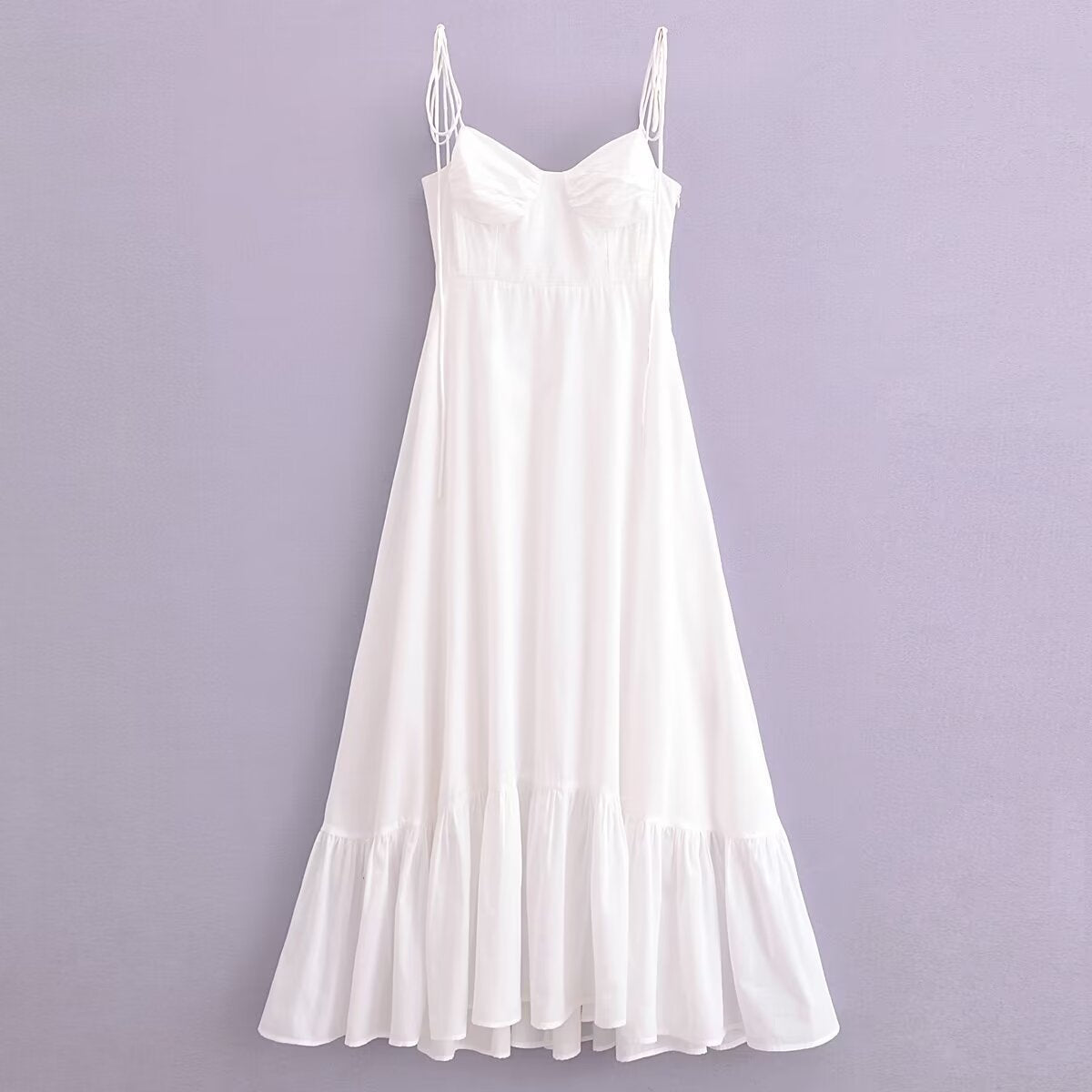 Women's Summer Fashion Laminated Decoration Poplin Sleeveless Dresses by Wshirt