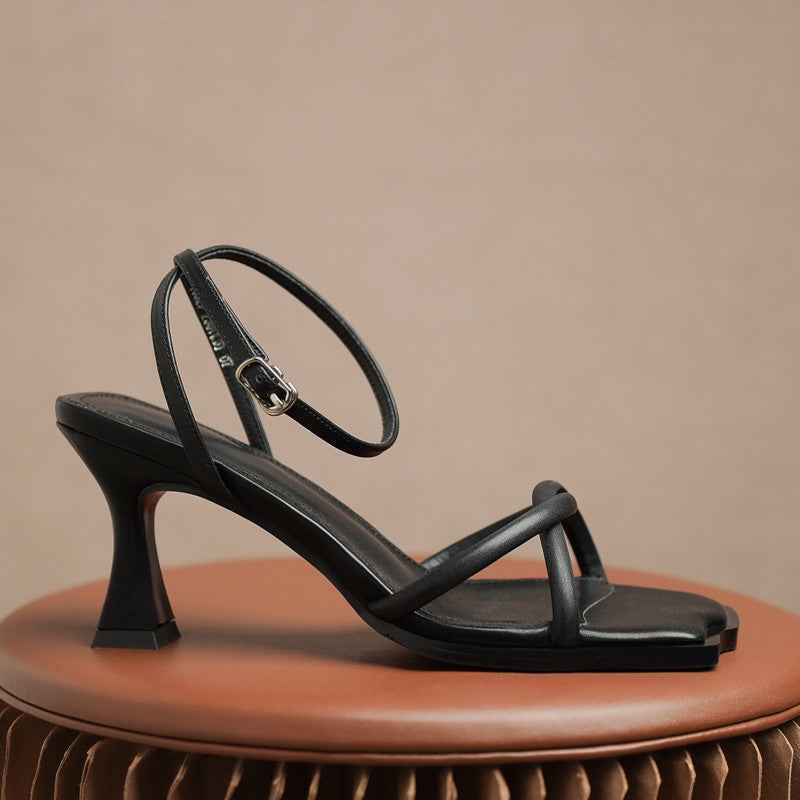 Women's Cross Strappy Open Toe Dressy Sandals Ankle Strap High Heel Bridal Bridesmaid Evening Party Prom Heeled Shoes by SHOMICOBOUTIQUE