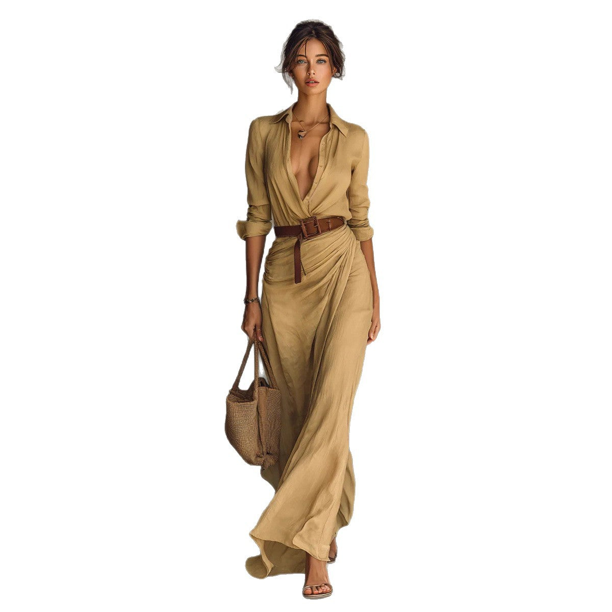 Women's Graceful Sexy Solid Color Irregular Fold Dresses by Wshirt