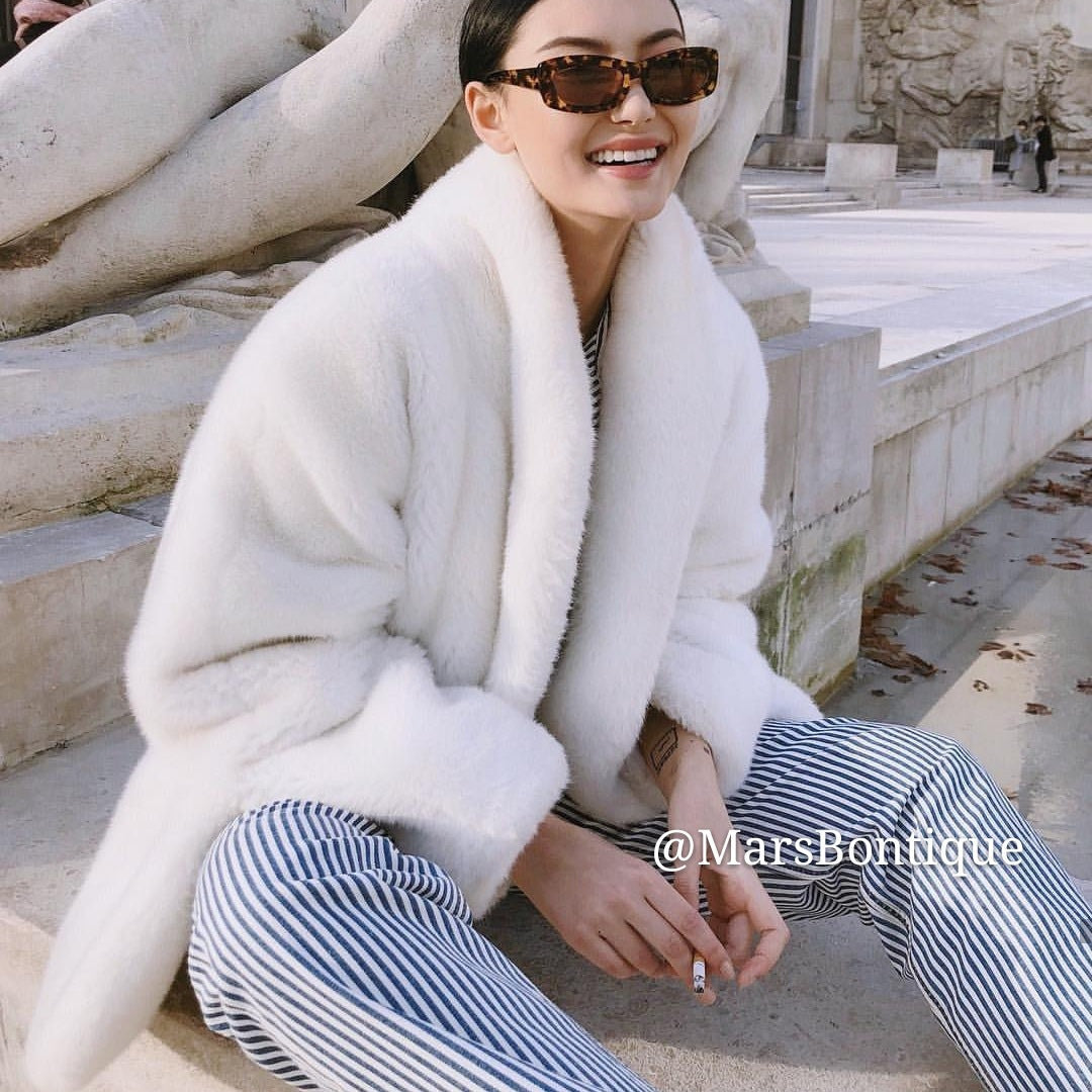 Women's Of The Street Elegant White Furry Coats by Wshirt