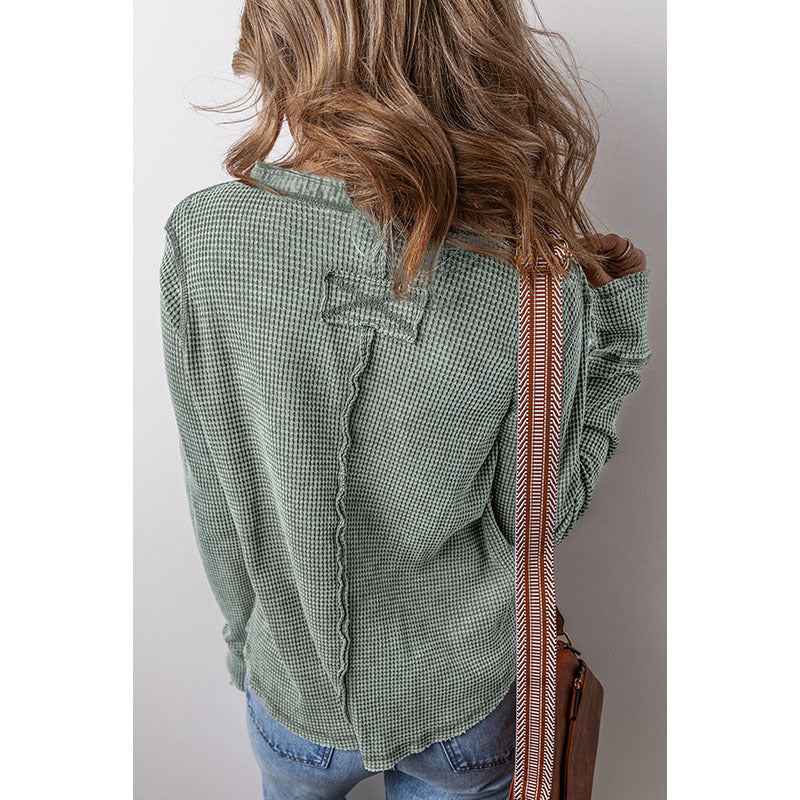 Women's European And American Personalized Worn Looking Washed-out Pullover Sweater by Wild and Free Boutique