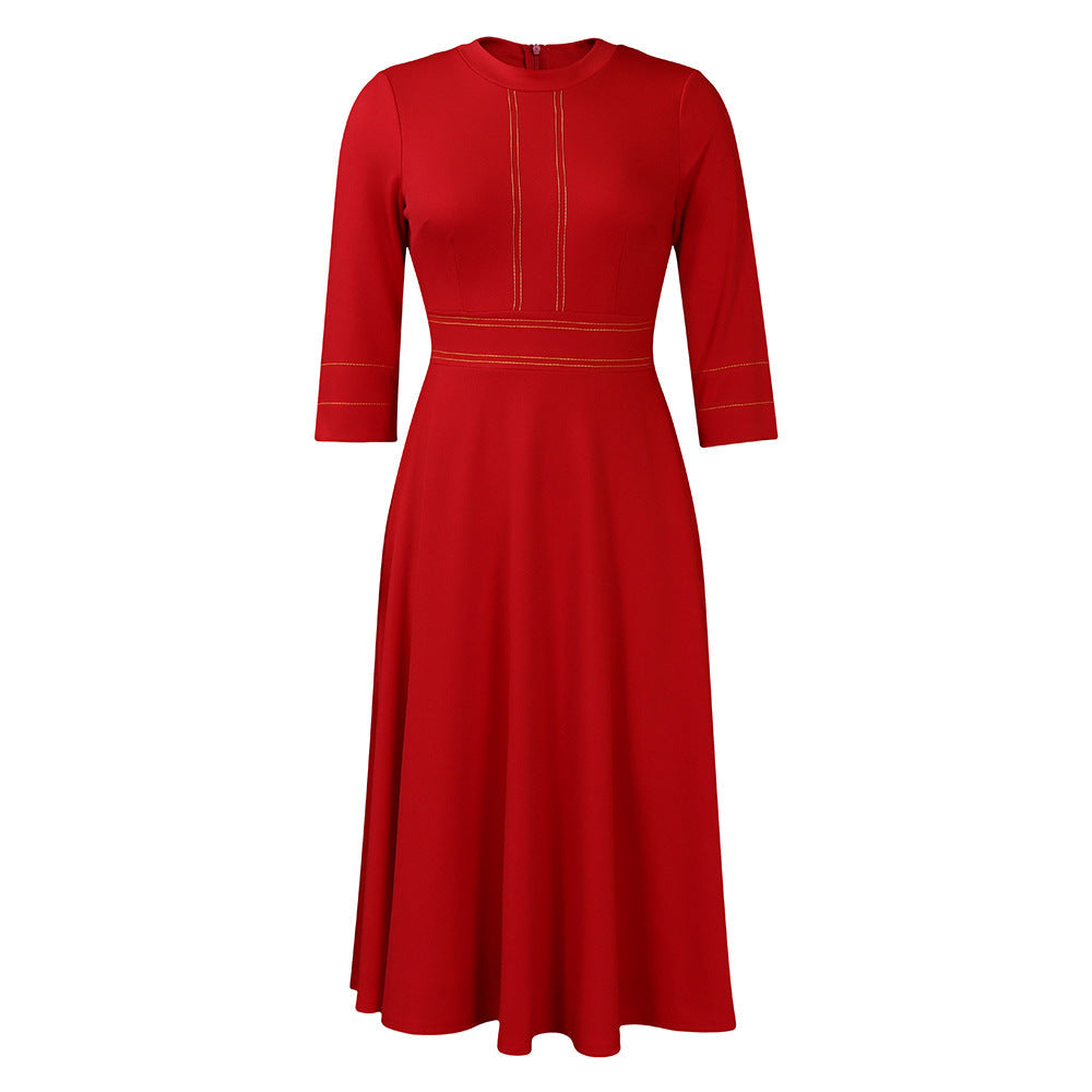 Women's Sleeve Stand Collar Fashion Party Large Dresses by Wshirt