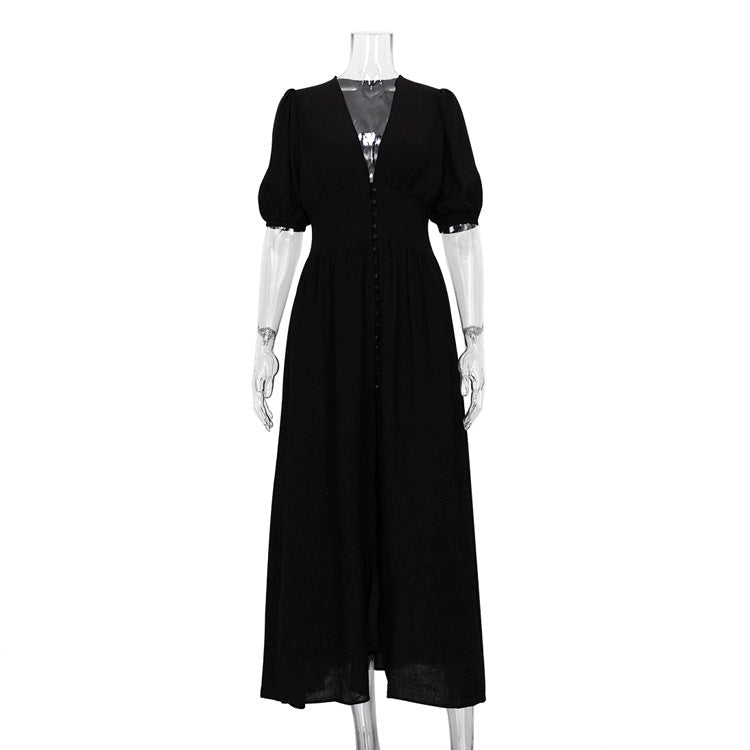 Elegant Dress Design Puff Sleeve Slimming Temperament Slim Fit Dresses by Wshirt