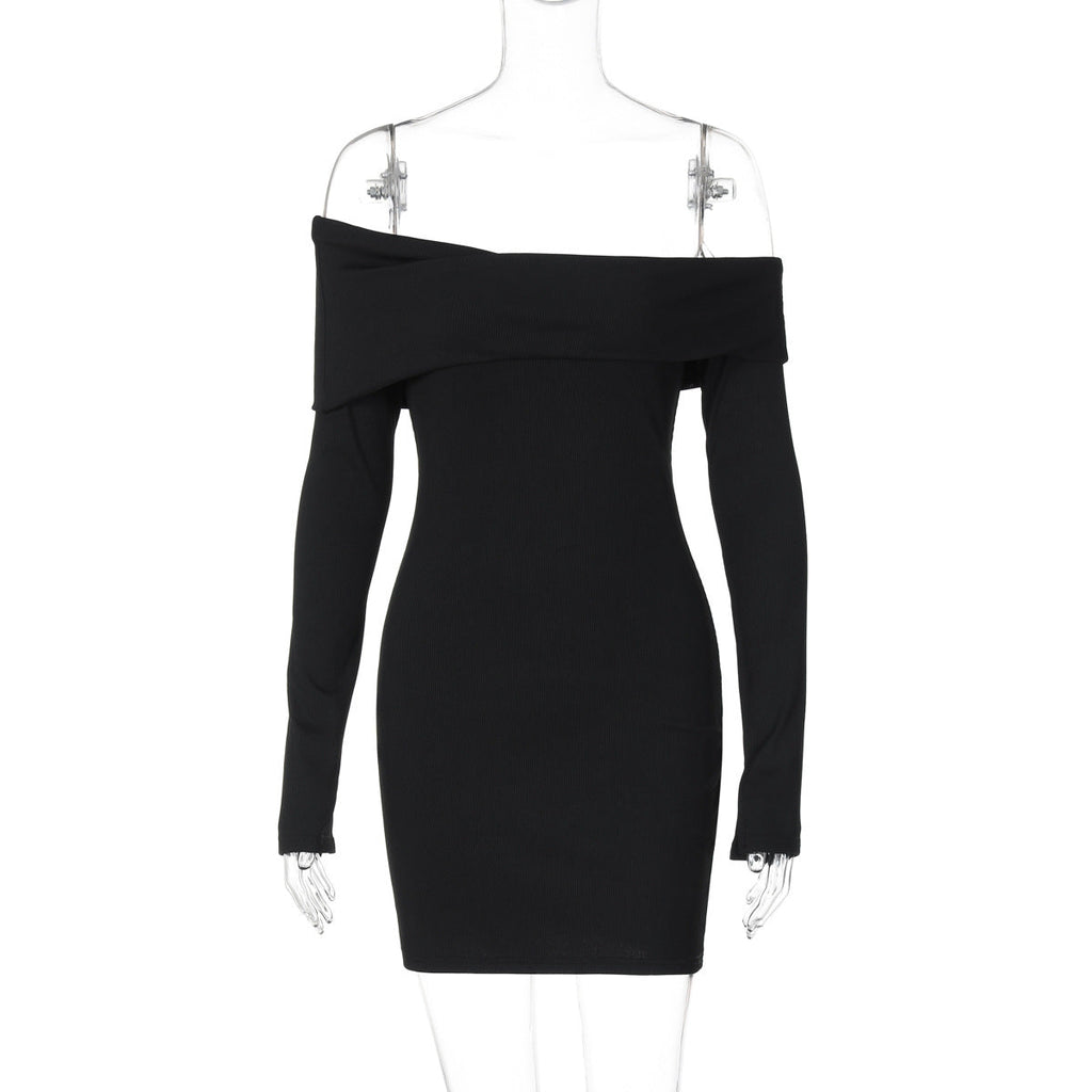 Women Clothing Autumn Slim Solid Color Sheath Dress by Ragazza