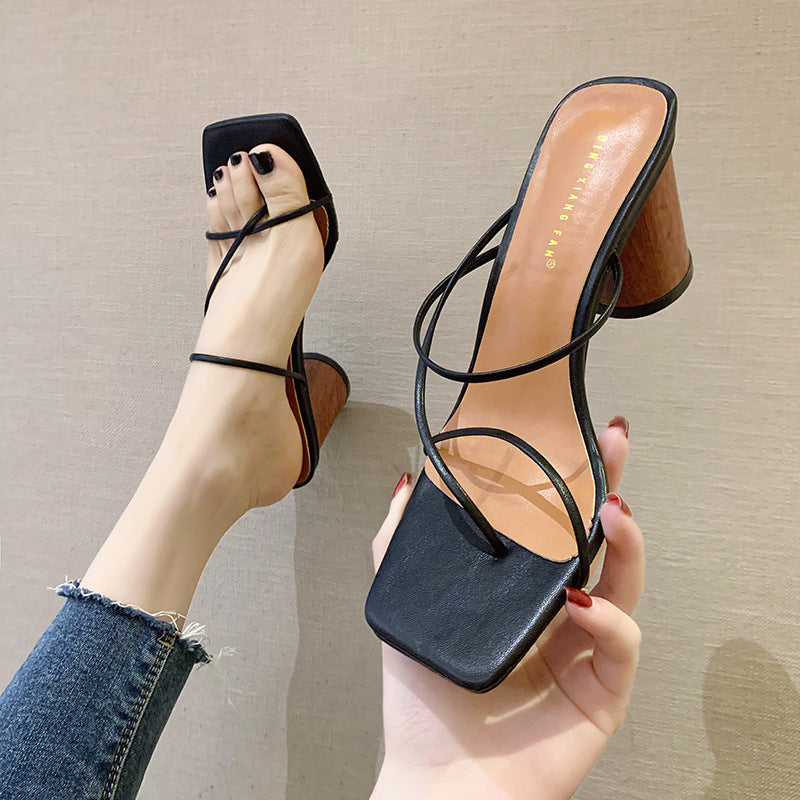 Women's Open Square Toe Flat Sandals Slip On Slipper Casual Shoes by SHOMICOBOUTIQUE