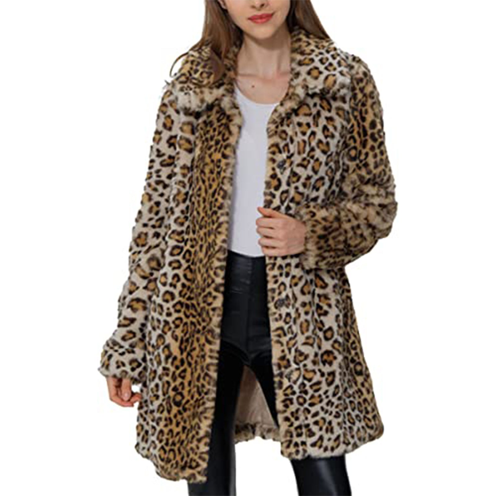 Women's Fashion Wear Leopard Print Loose Plush Coats by Wshirt
