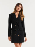 Slim Solid Color Casual Double Breasted Mid-Length Blazer Coat Dress by Ragazza