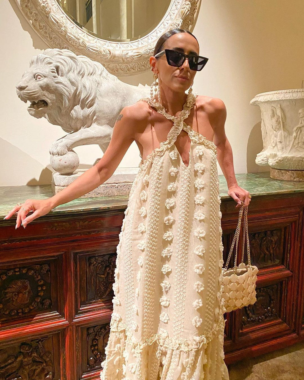 Halter Three Dimensional Floral Mop Tiered Dress by Ragazza