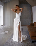 Summer Women Clothing Sexy Sequined Suspender Split Backless Solid Color Dress by Ragazza
