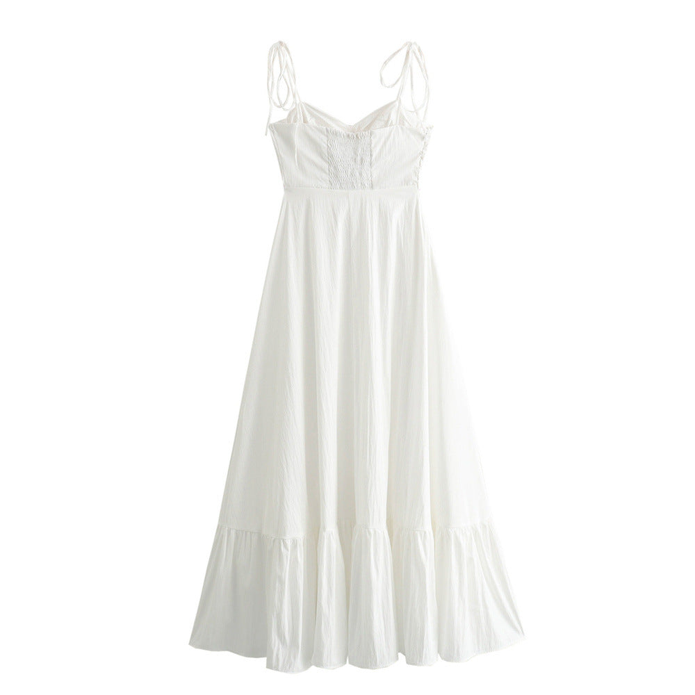 Women's Summer Fashion Laminated Decoration Poplin Sleeveless Dresses by Wshirt