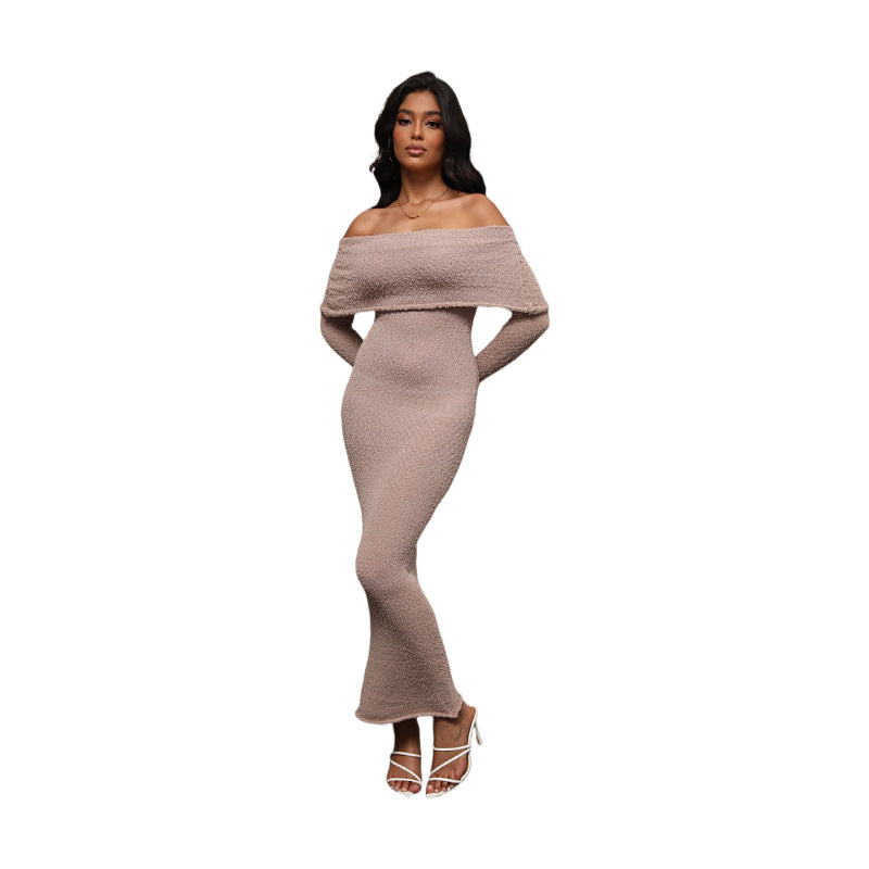 Women's French Style Seaside Beach Long Sleeve Knitted Dresses by Wshirt
