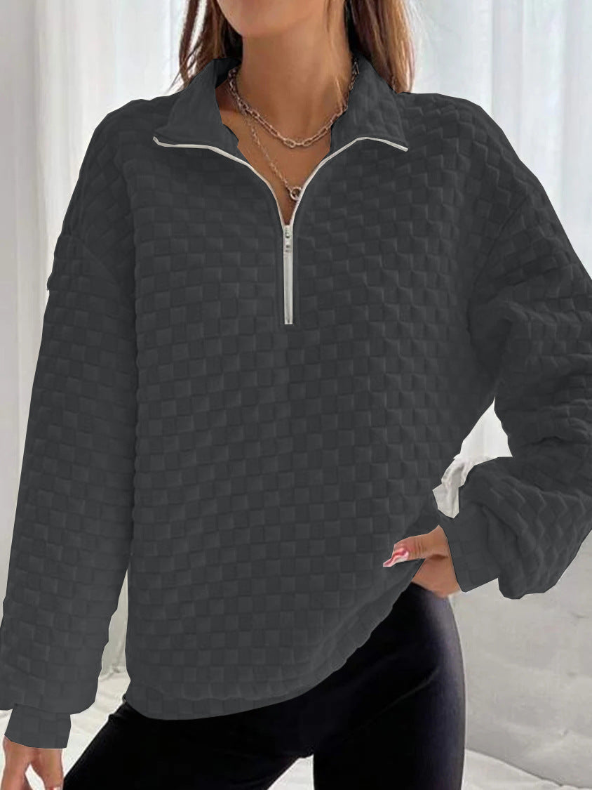 Autumn And Winter Knitting Texture Fabric Sweater Long-sleeve Zipper Women by Wild and Free Boutique