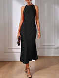 Satin Dress Women Clothing Spring Summer Sleeveless Split Satin Imitation Silk Maxi Dress by Ragazza
