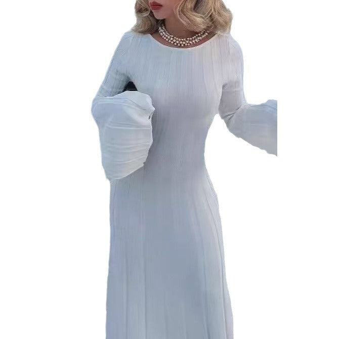 Women's Dress Casual Cored Yarn Slimming Round Dresses by Wshirt