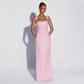 Personalized Sequined Solid Color Tube Top Dress Women Spring Sleeveless Suspenders Split Waist Fitted Maxi Dress by Ragazza