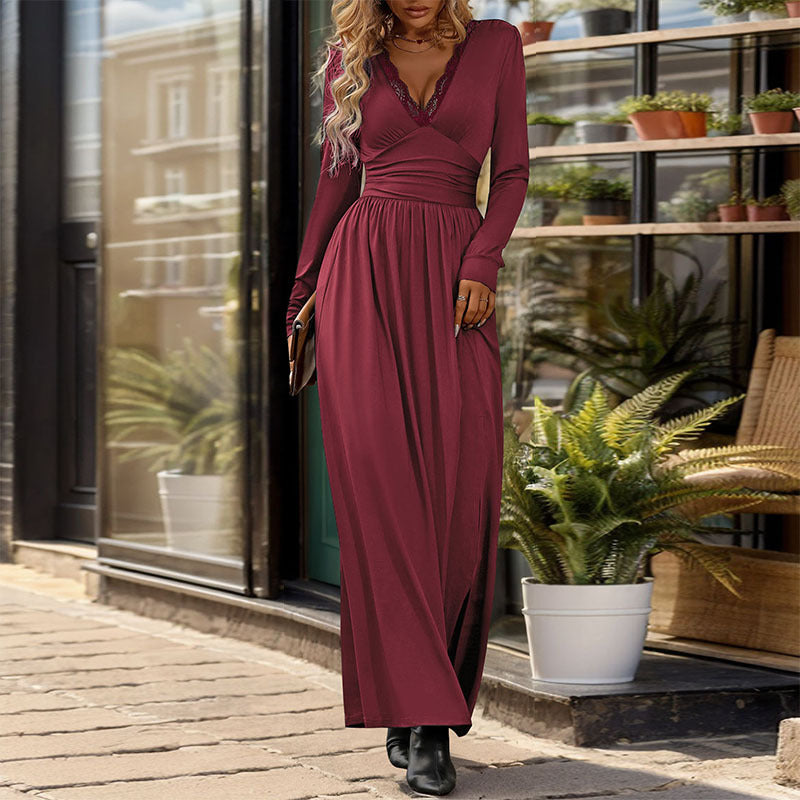 Fall Women Clothing Solid Color Split Slim Fit Dress by Ragazza