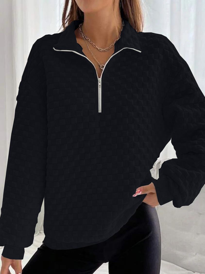 Autumn And Winter Knitting Texture Fabric Sweater Long-sleeve Zipper Women by Wild and Free Boutique