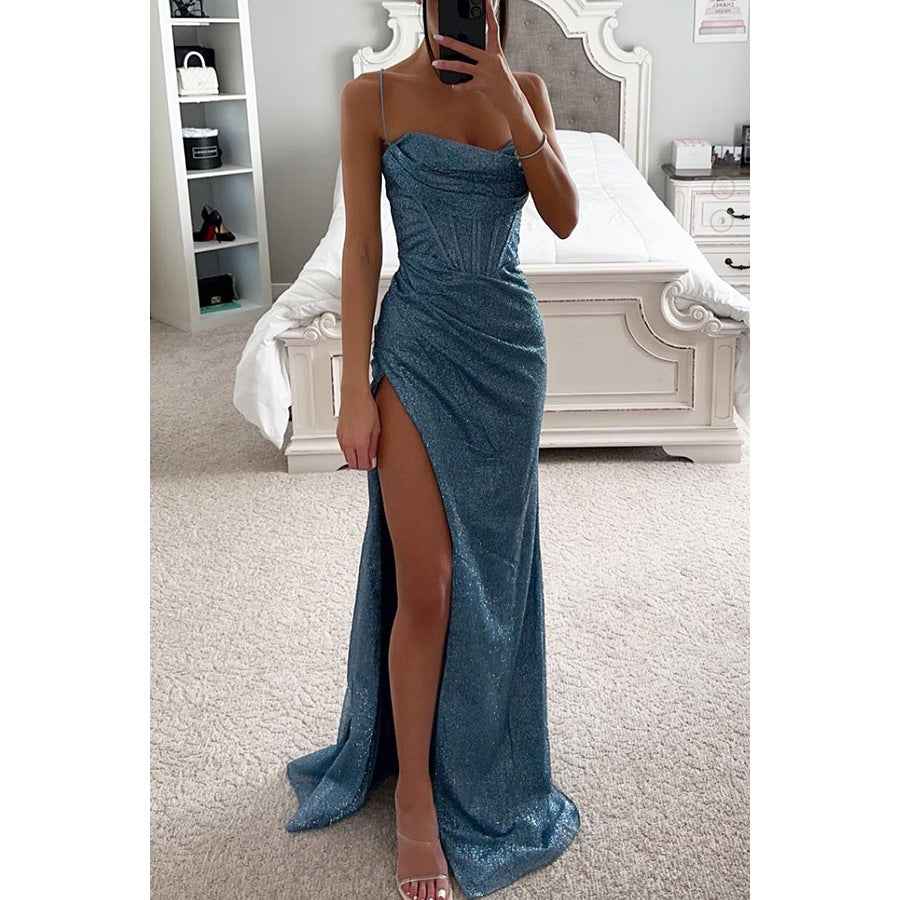 Party Suspenders Dress Loose Casual Slit Women Clothing Dress by Ragazza