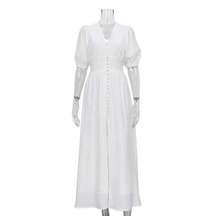 Elegant Dress Design Puff Sleeve Slimming Temperament Slim Fit Dresses by Wshirt
