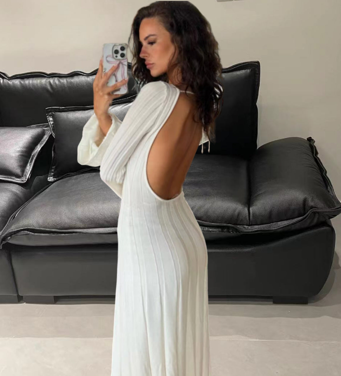 Women's Dress Casual Cored Yarn Slimming Round Dresses by Wshirt
