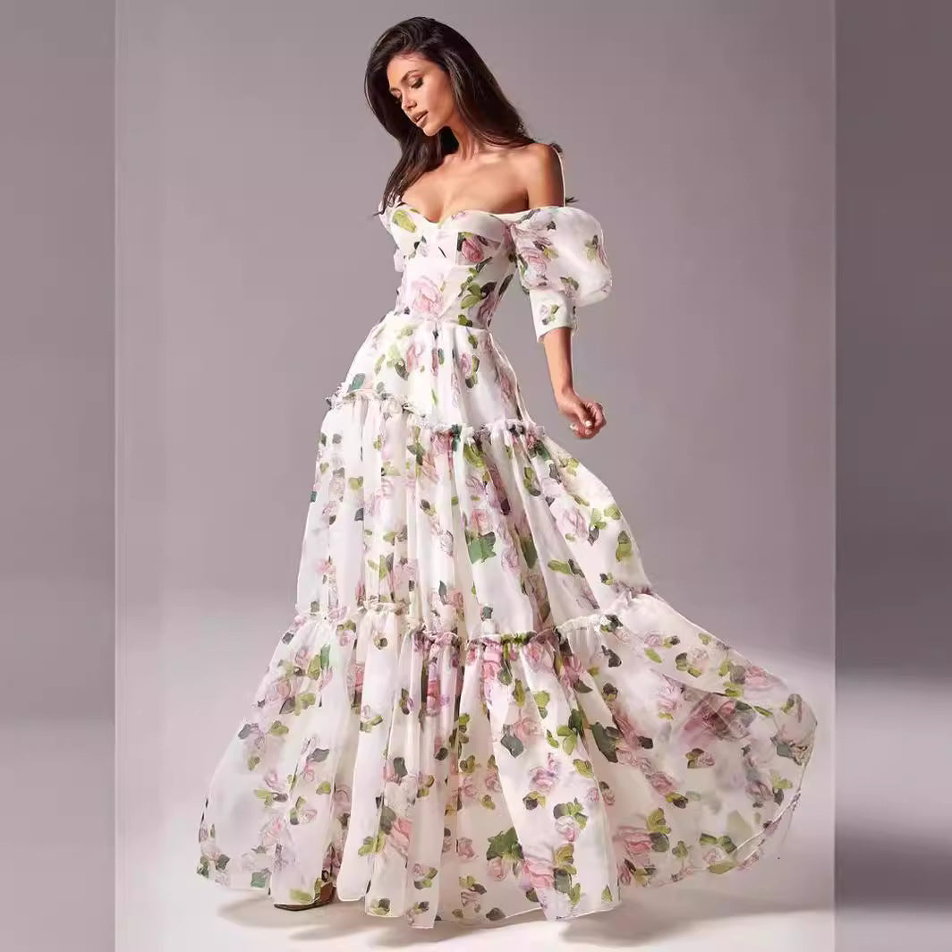 Spring Summer off the Shoulder Women Organza Fairy Long Elegant Evening Dress by Ragazza
