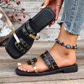 Plus Size Color Matching Flat Slippers Women All Match Square Head Solid Color Outerwear Beach Slippers by Ragazza