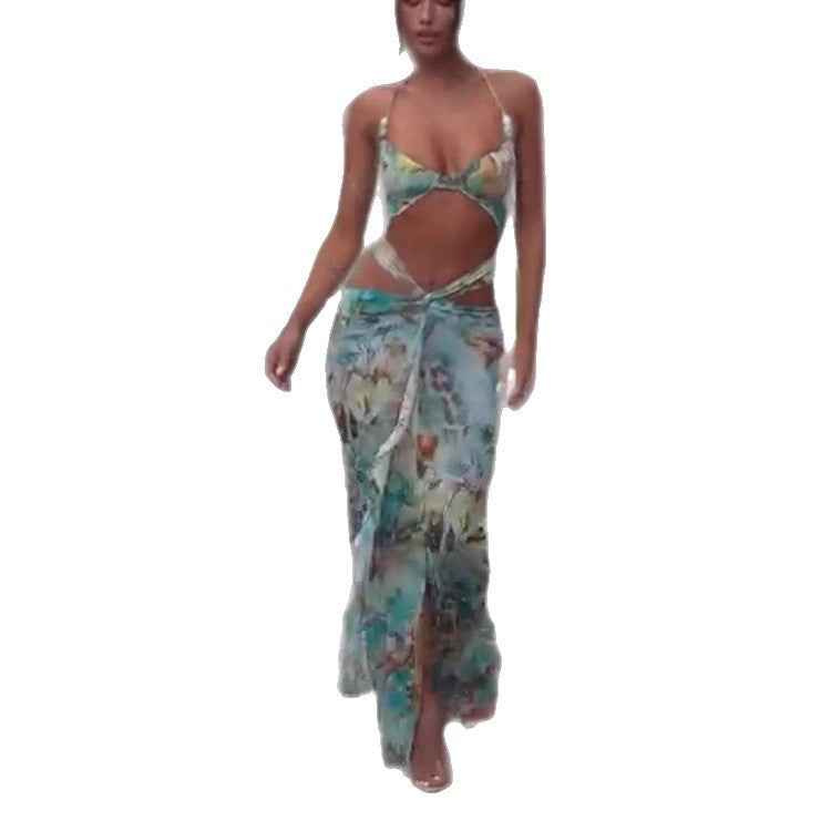 Summer Printed Backless Sexy Slim Dress Dresses by Wshirt