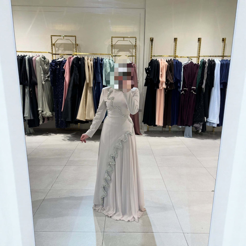 Women Beaded Ribbon Elegant Evening Maxi Dress by Ragazza