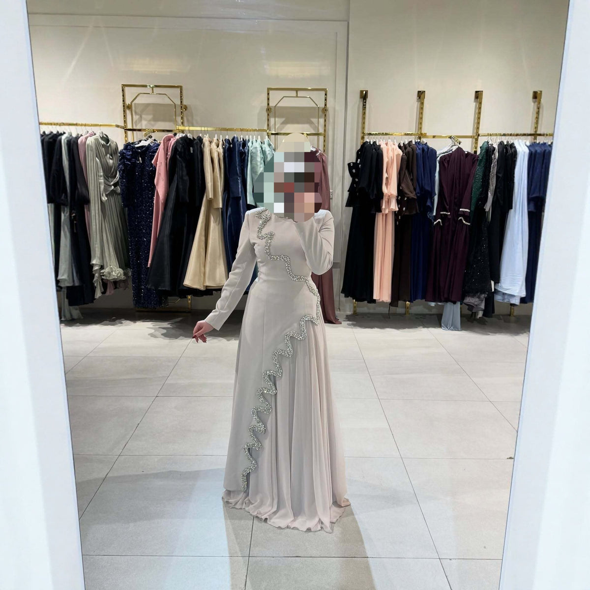 Women Beaded Ribbon Elegant Evening Maxi Dress by Ragazza