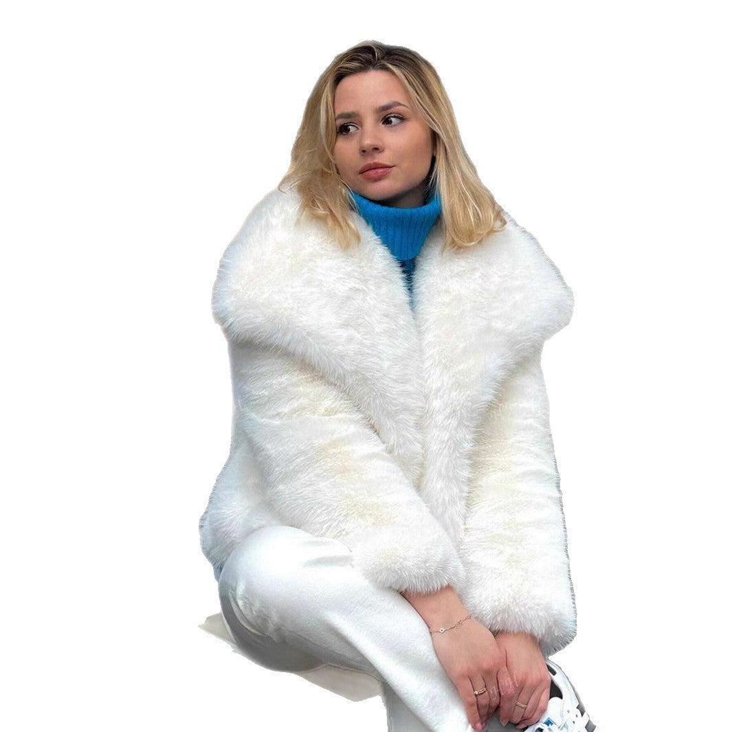 Women's Fur Fashionable Big Lapel Long Sleeve Coats by Wshirt