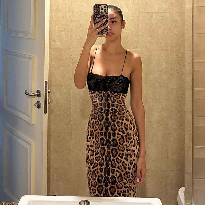 Women's Sequined Lace Stitching Sexy Slimming Hot Dresses by Wshirt