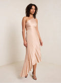 Women Clothing One Shoulder Sun Pleated Satin Dress by Ragazza