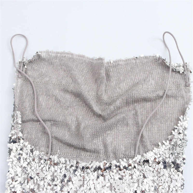 Women's Collar Fashionable Sequins Strap Dress Spring Dresses by Wshirt