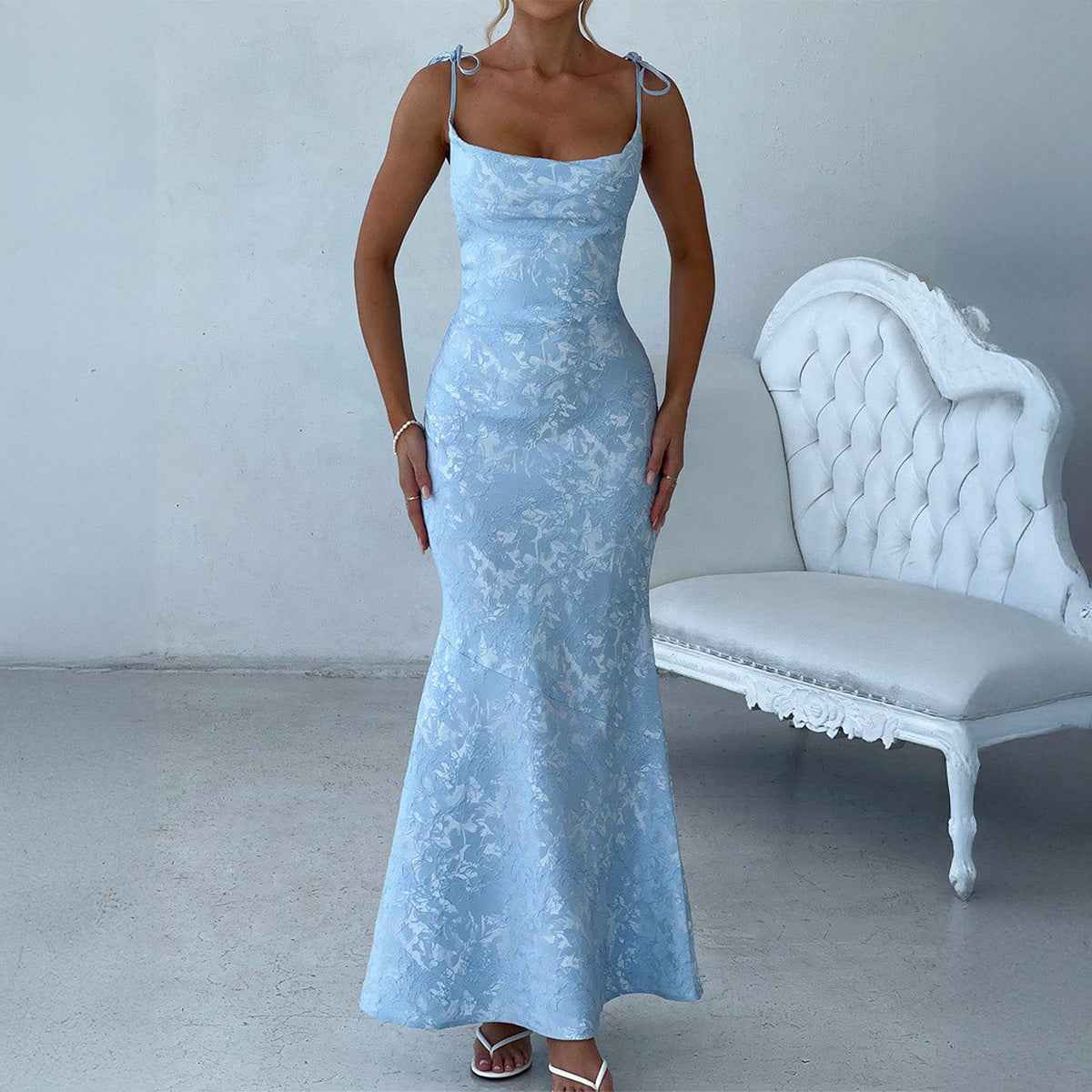 Elegant Evening Dress Hip Spaghetti Straps Dress Women Clothing Summer