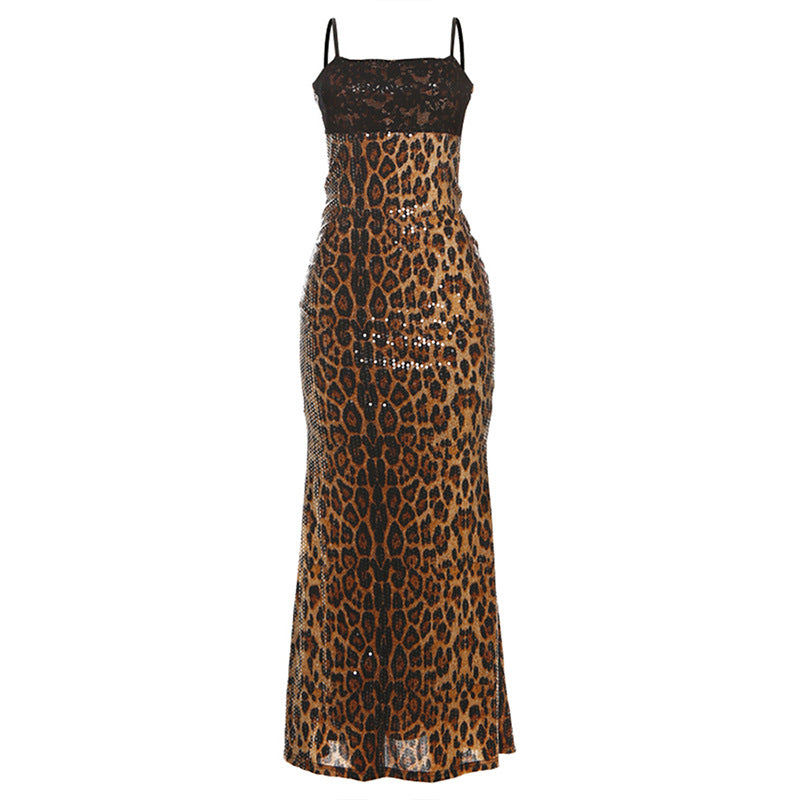 Women's Sequined Lace Stitching Sexy Slimming Hot Dresses by Wshirt