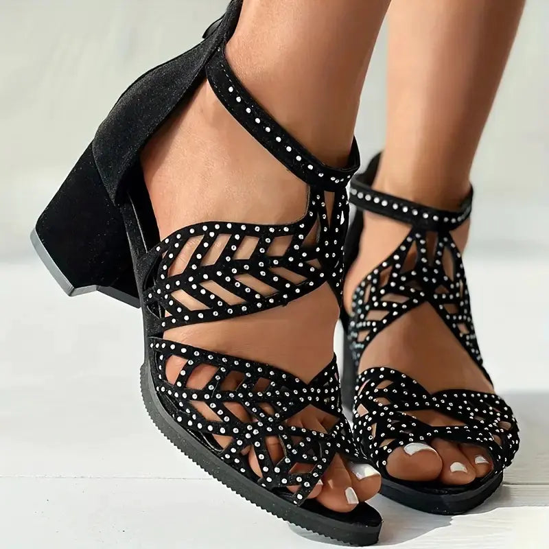Breathable Women's Fish Mouth Sandals with Thick Heels by Trendy Attic Store01