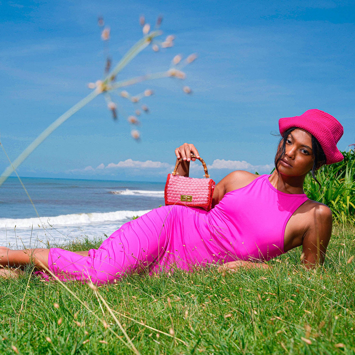 The Ola Second-Skin Bodycon Midi Dress In Dragonfruit Pink by BrunnaCo