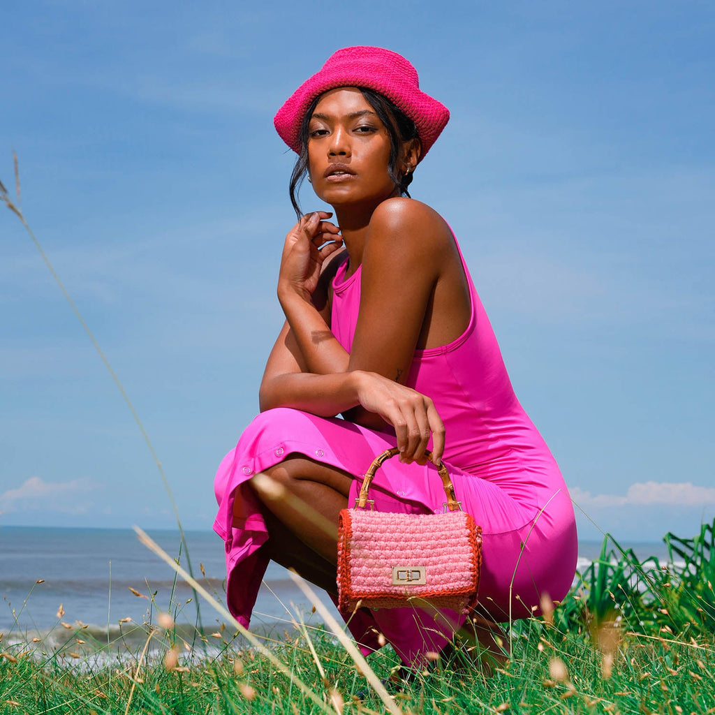 The Ola Second-Skin Bodycon Midi Dress In Dragonfruit Pink by BrunnaCo