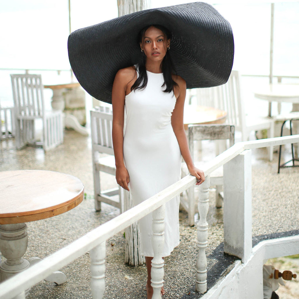 The Ola Rib Second-Skin Bodycon Midi Dress In White by BrunnaCo