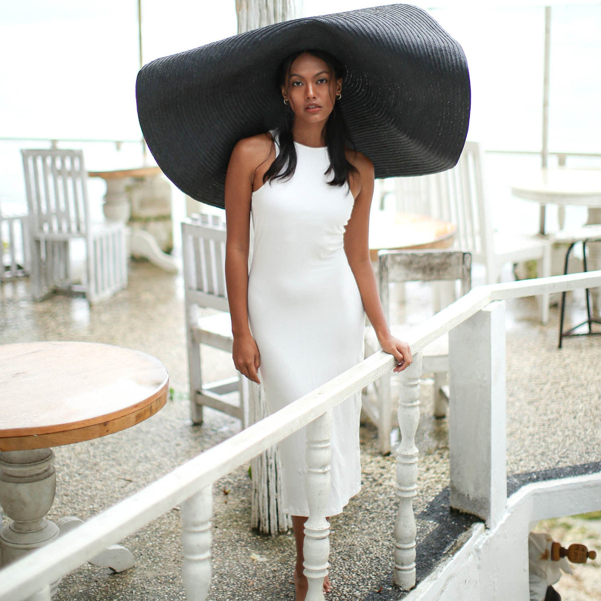 The Ola Rib Second-Skin Bodycon Midi Dress In White by BrunnaCo