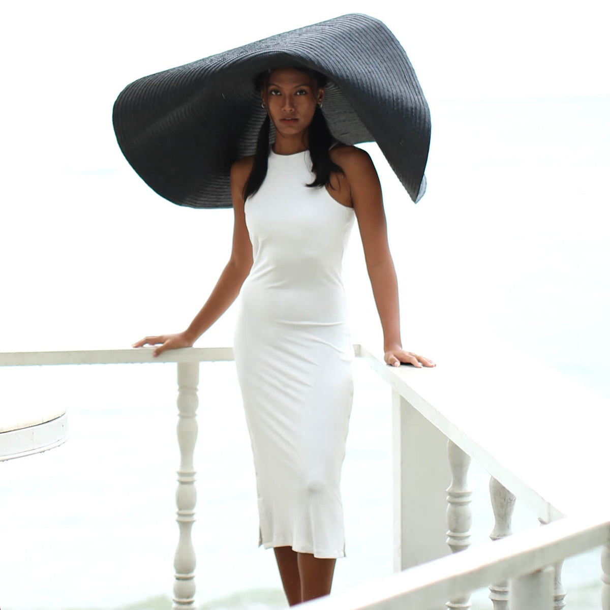 The Ola Rib Second-Skin Bodycon Midi Dress In White by BrunnaCo