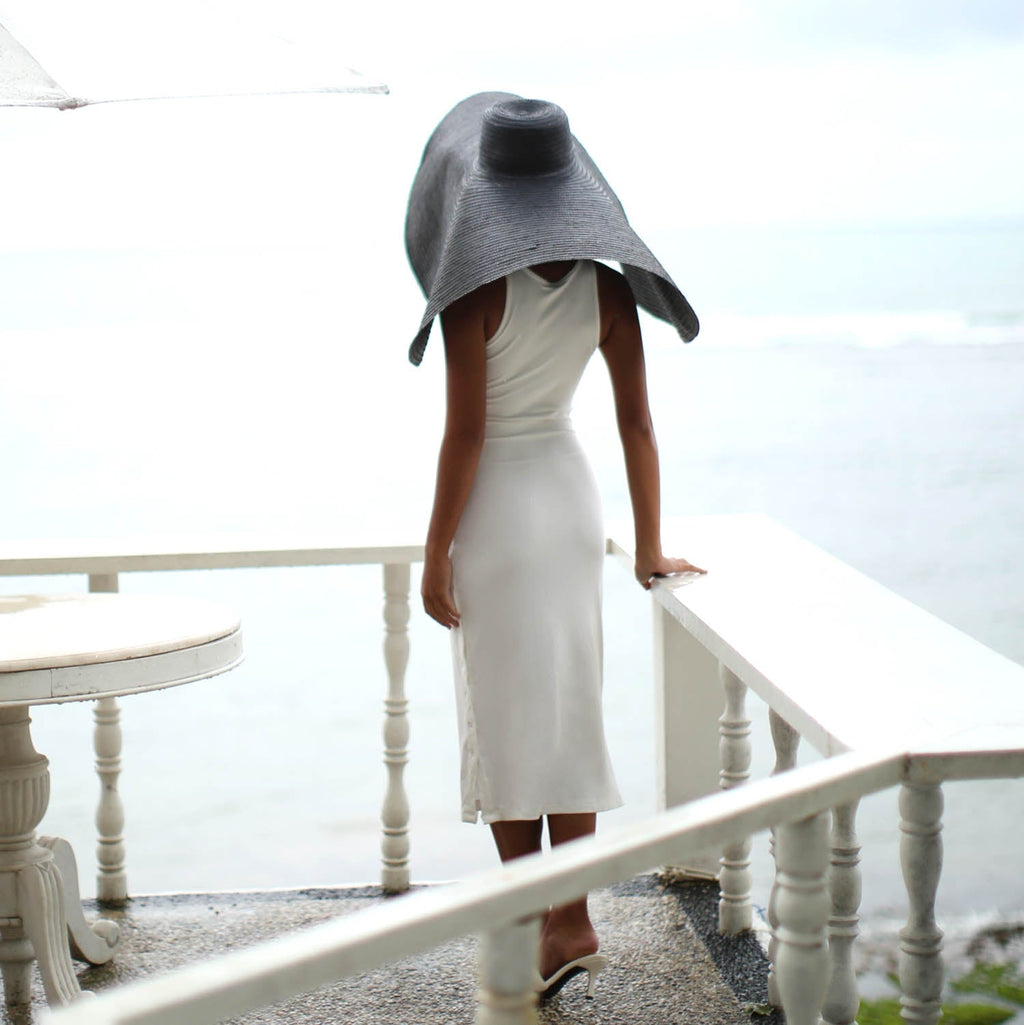 The Ola Rib Second-Skin Bodycon Midi Dress In White by BrunnaCo