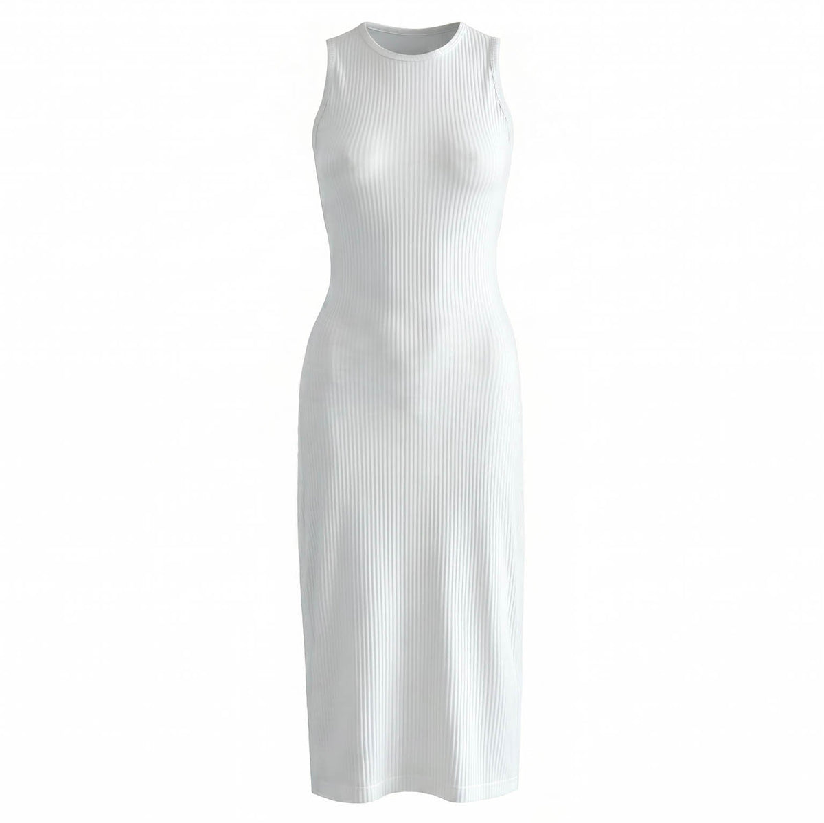 The Ola Rib Second-Skin Bodycon Midi Dress In White by BrunnaCo