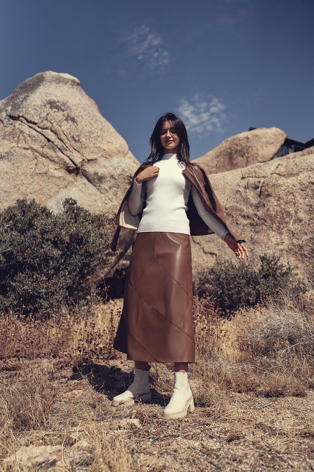 LEATHER SEAM SKIRT by profile-nyc
