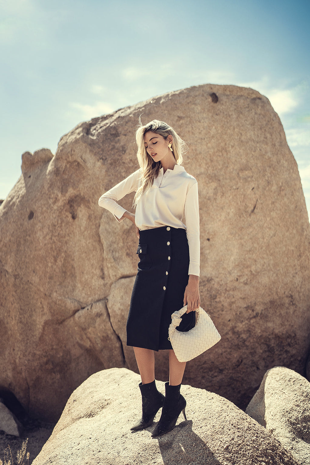 WOOL BUTTON SKIRT by profile-nyc
