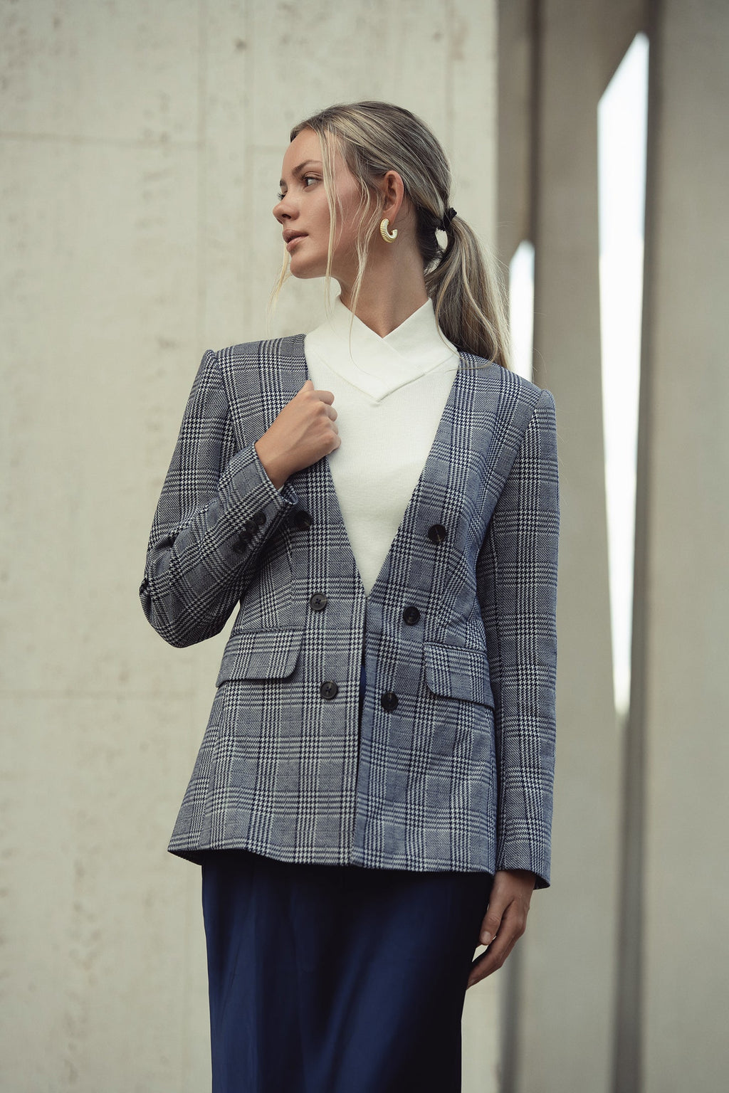 Plaid navy Blazer by profile-nyc