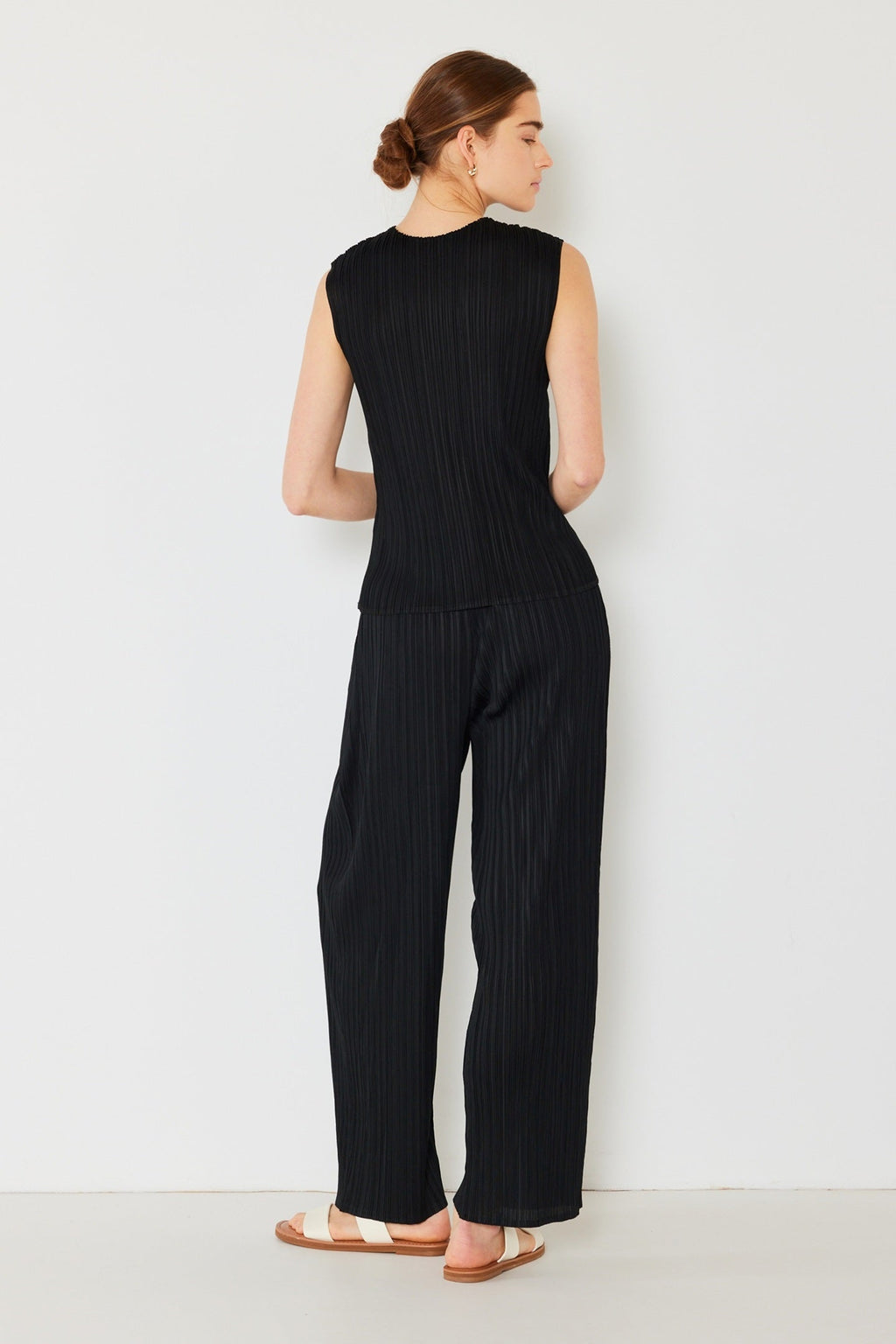 Pleated classic straight long pants - P01BS_Black by MARINA WEST SWIM