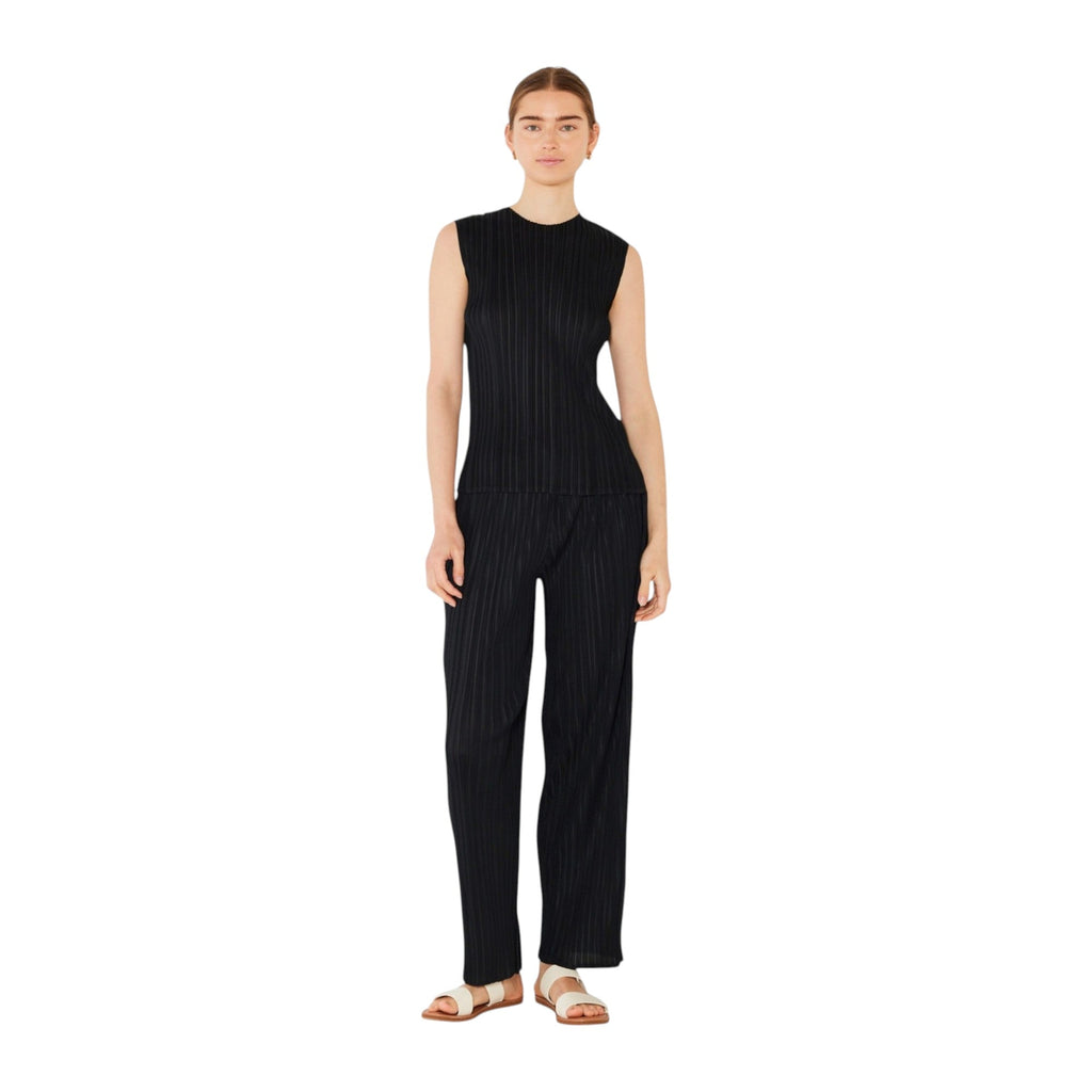 Pleated classic straight long pants - P01BS_Black by MARINA WEST SWIM